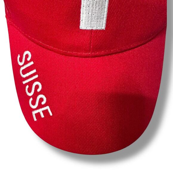 Suisse Baseball Hat Cap Red White Flashing Logo Switzerland French Tested OS - Picture 7 of 15